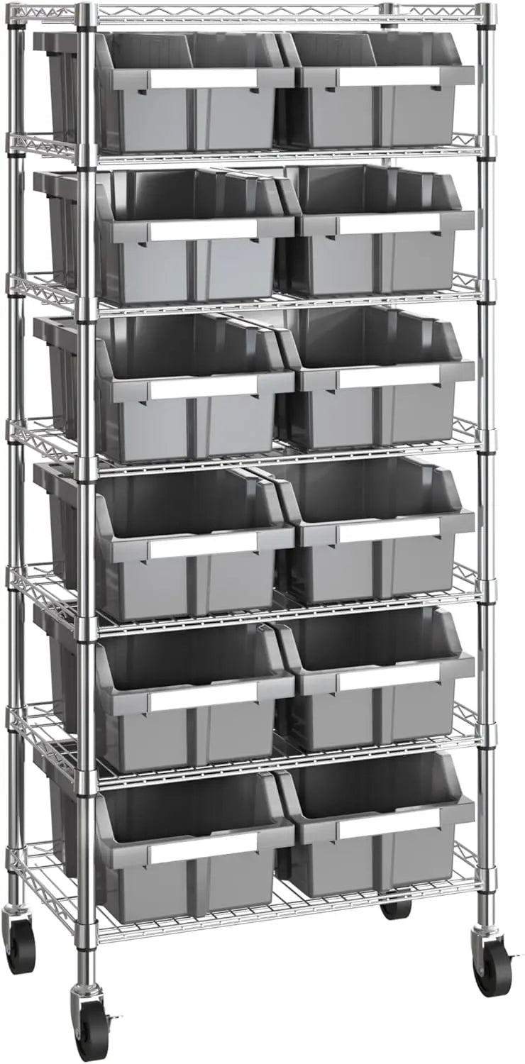 Heavy Duty NSF Bin Rack Solid Steel Wire Shelving Storage Unit - Cheerful Home Finds