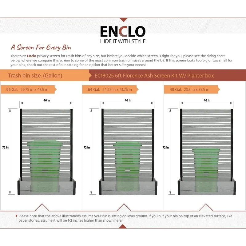 6ft H x 3.8ft W x 1ft L Freestanding Enclo Florence Ash Color Patio Privacy Screen with Planter Box - Cheerful Home Finds