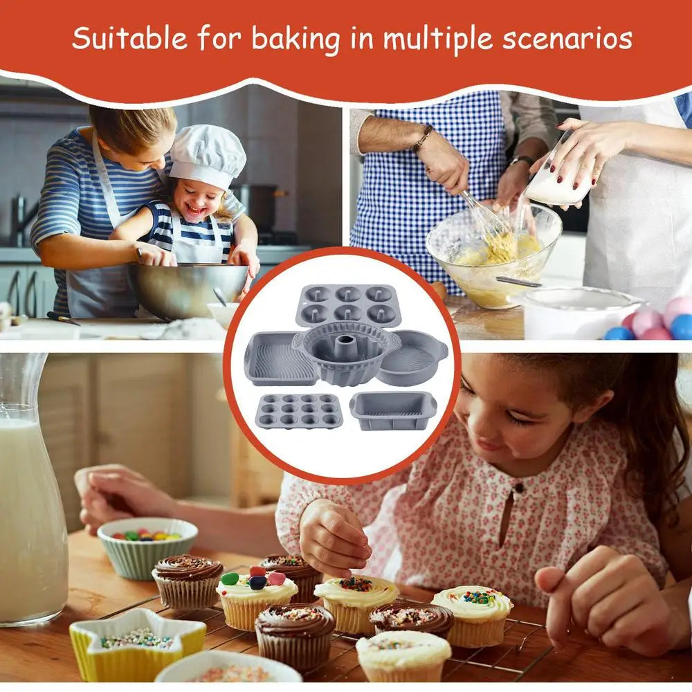 Silicone Loaf Mold Nonstick Cupcake Pan 6X Molds For Baking - Cheerful Home Finds