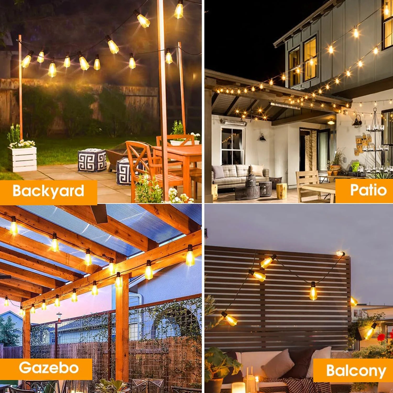 28FT US Plug ST38 String Light Outdoor LED Patio Fairy Lamp - Cheerful Home Finds