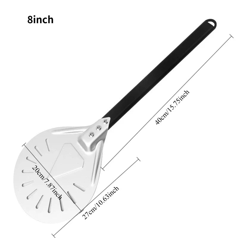 7/9/12/14inch Professional Pizza Spatula Paddle Perforated Aluminum Metal Pizza Turning Peel - Cheerful Home Finds