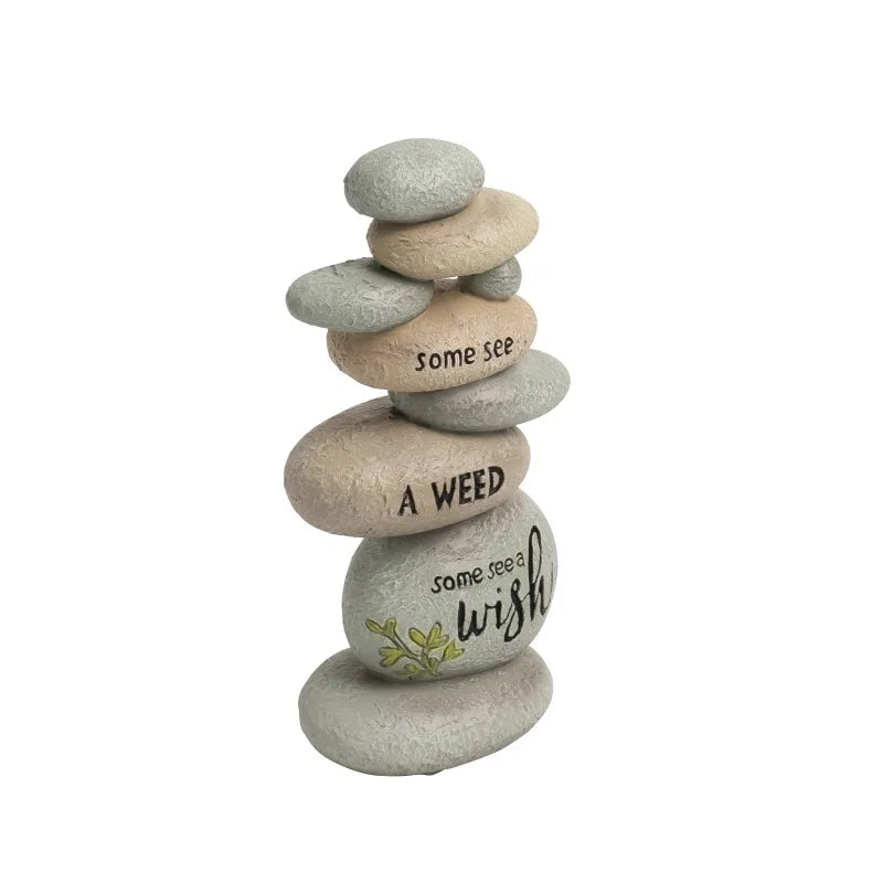 Garden Stones Outdoor Decor Stacked Rocks Resin Cairn Statue - Cheerful Home Finds