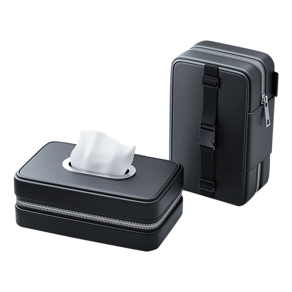 Car Tissue Holder Backseat Masks Dispenser Multifunctional Belt Leather Napkin Box Organizer - Cheerful Home Finds