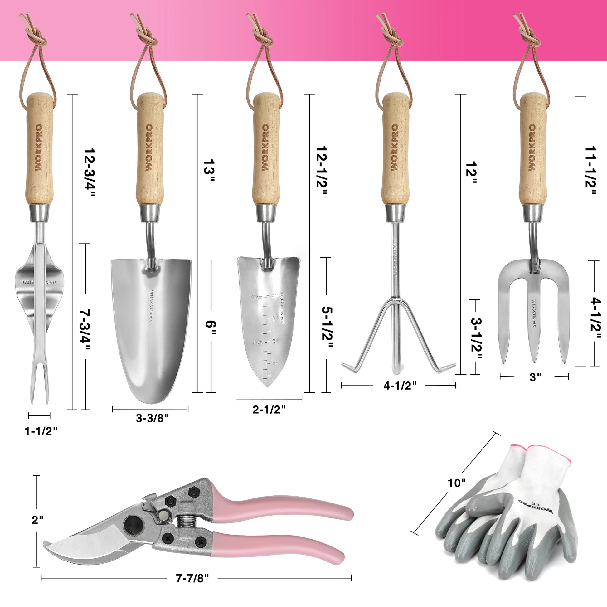 WORKPRO 8-Piece Pink Garden Tool Set with Tote and Gloves - Cheerful Home Finds