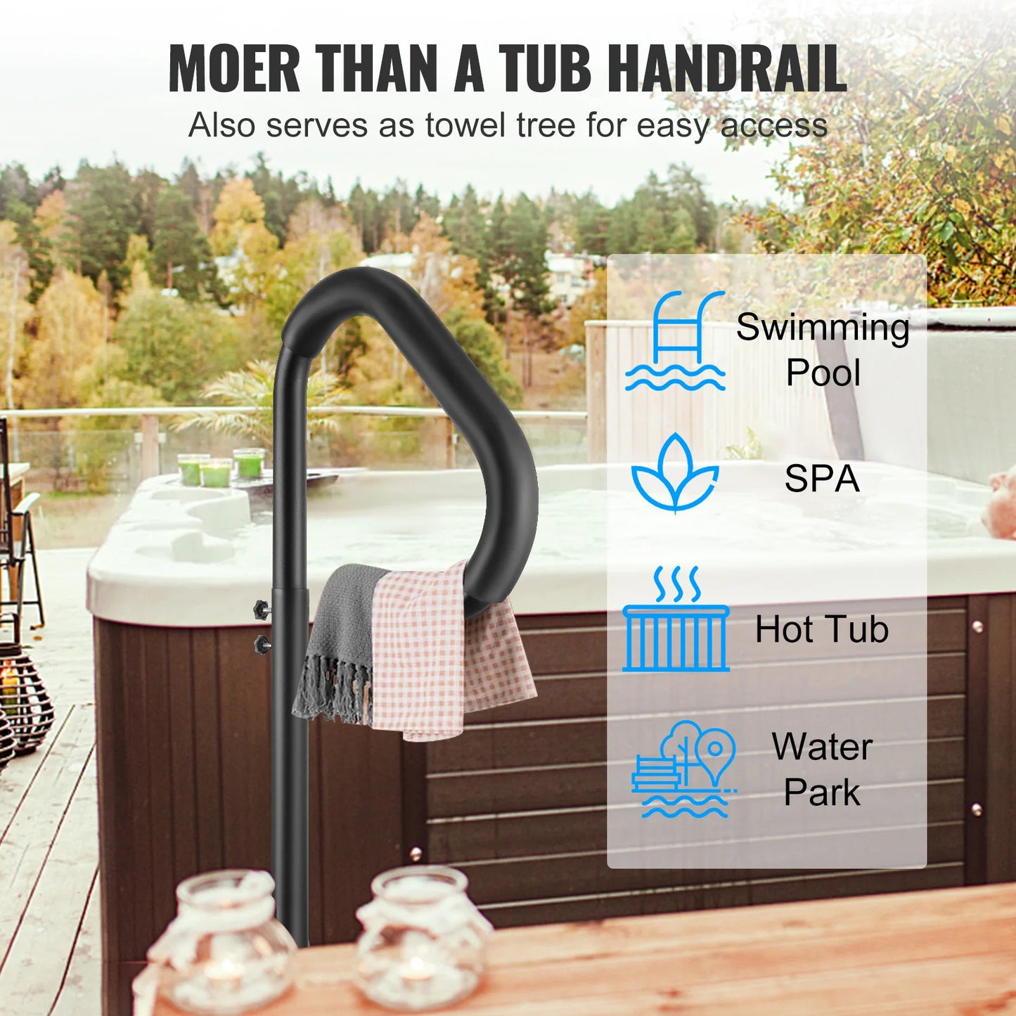 VEVOR 360 Rotatable Hot Tub Handrail Adjustable Height - Cheerful Home Finds