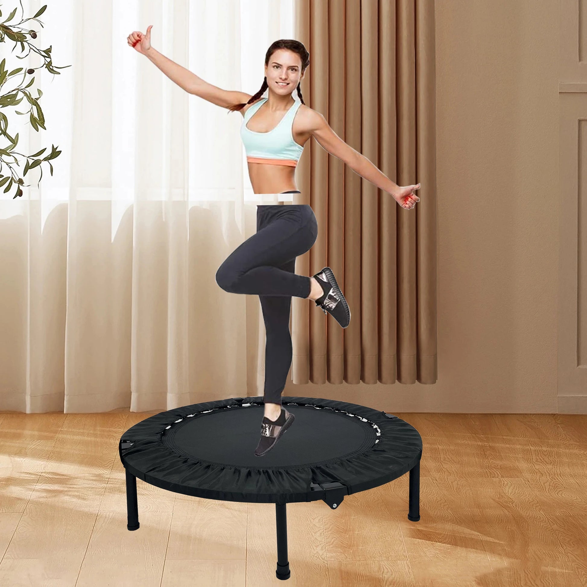 Foldable Mini Exercise Trampoline Portable Fitness Rebounder - Cheerful Home Finds