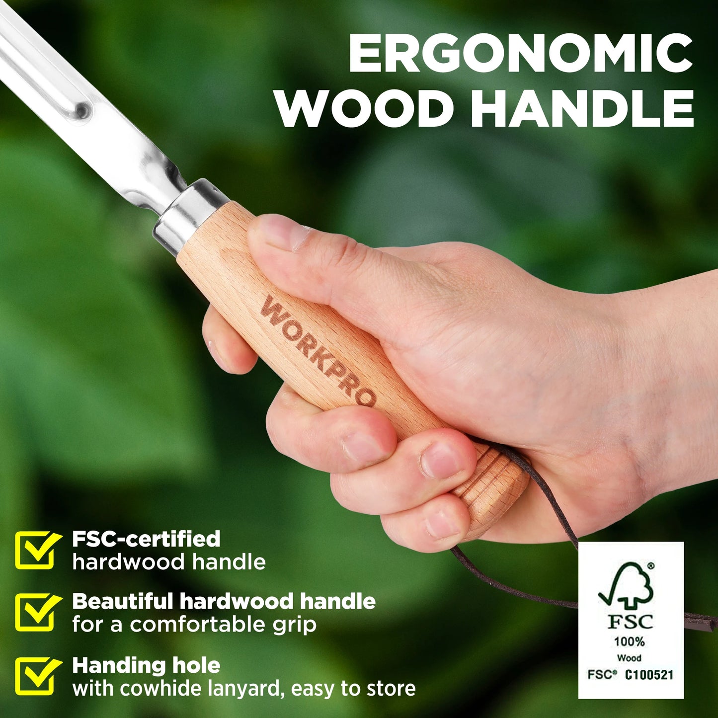 WORKPRO Garden Tool Set 3 Pcs with Wood Handles and Trowel - Cheerful Home Finds