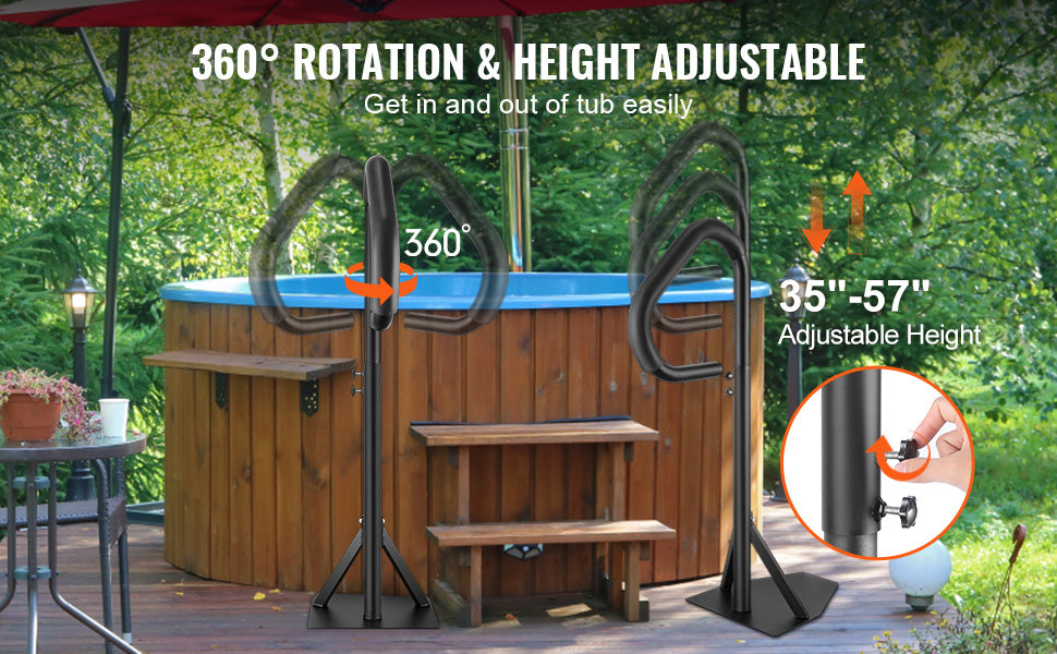 VEVOR 360 Rotatable Hot Tub Handrail Adjustable Height - Cheerful Home Finds